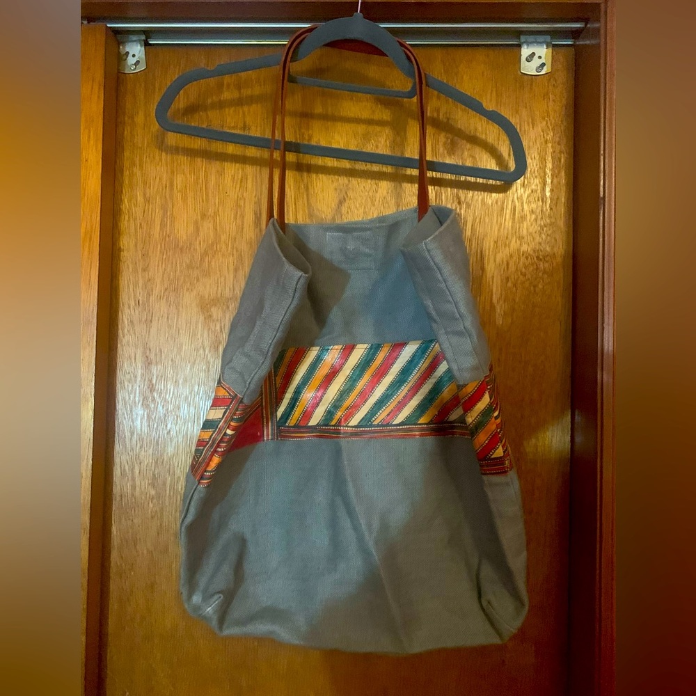Handmade Tote Bag w/ Leather Straps